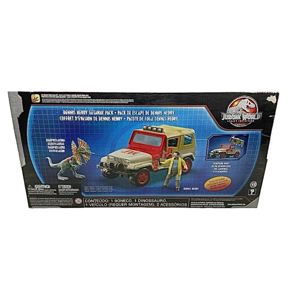 Jurassic World Nedry Getaway Pack with Jeep & Dilophosaurus Action Figures